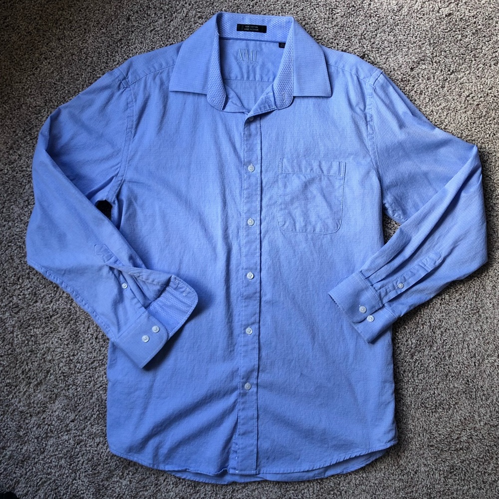 XMI Platinum, 16 1/2, 34/35, light blue, spread collar dress shirt